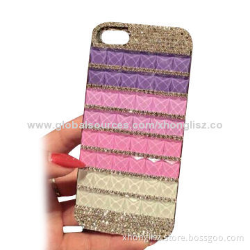3D Crystal Rhinestone Fashionable Mobile Phone Case Cover for iPhone, Customized Designs Acceptable